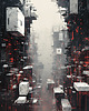 plakaty Futurystyczna Japonia, Cyberpunk - Plakat - Loft, Minimalizm 1