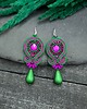 kolczyki soutache Kolczyki sutasz zielono fuksjowe kolorowe z dużą łezką Cleo 2