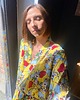 szlafroki damskie Szlafrok narzutka kimono żółte w kwiatowy wzór 3