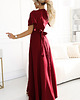 sukienki maxi damskie 581-2 JENNIFER długa suknia z rozcięciem na nogę i dekoltem - bordowa 3