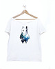 t-shirt damskie Duszkowy ludzik niebieskoczarny Biały Oversize 1