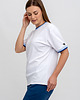 t-shirt damskie T-shirt biały basic  ściągacz (niebiesko/granat) 1