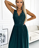 sukienki maxi damskie 211-6 LEA długa suknia z koronkowym dekoltem - ZIELEŃ BUTELKOWA 2