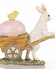 ozdoby wielkanocne Dekoracja - królik z taczką, jajkiem i kurczaczkiem 13x13x6 cm 2