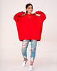 bluza z kapturem damska Hoodie Oversize Red 4