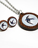 komplet biżuterii Komplet - Jaskółka - drewno, naszyjnik i kolczyki 2