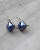 kolczyki wire wrapping Lśniący granat -  kwadracik - kolczyki 3