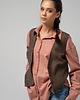 kamizelki damskie Wełniana elegancka kamizelka oversize, CHOCOLATE BROWN 3