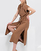 sukienki midi damskie Sukienka szmizjerka letnia SARA DRESS camel 2