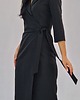 sukienki midi damskie Elegancka czarna   Kopertowa sukienka z różą 34-50 1