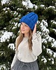 czapki damskie Gruba wełniana czapka Nordic beanie 100% wełna handmade kobalt niebieska 1