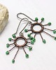 kolczyki wire wrapping Zielone promyki 1