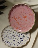talerze, miski Talerz nakrapiany kobaltowy, różowy, ceramiczny ręcznie robiony 6