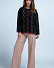 swetry damskie  Lekki kolorowy sweter mgiełka z wełny alpaki F1843 Czarny 1