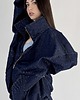 bluza bez kaptura damska Bluza jeansowa loosezip oversize denim dark blue 3