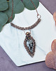 kolie Miedziany naszyjnik wire wrapping z obsydianem śnieżnym #492 2