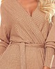 sukienki midi damskie 356-1 Kopertowa sukienka sweterekowa z wiązaniem 4