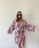 szlafroki damskie Szlafrok narzutka kimono w kontrastujący wzór kwiatowy 1