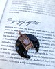 wisiory Wisior miedziany lunula obsydian moonstone V 1