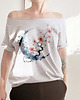 t-shirt damskie Sakura niebieskie koło szary Oversize 1