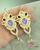 kolczyki soutache kremowo fioletowe kolczyki sutasz 1