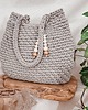 torby na ramię Duża pleciona torebka na ramię Belly bag - perłowa 1