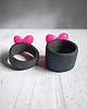 pierścionek z żywicy Pierścień z żywicy : szeroki : HEART : neon pink & black 2