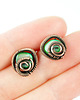 kolczyki wire wrapping Kolczyki zielone sztyfty z masą perłową 4