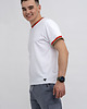 t-shirty męskie T-shirt męski  biały   ze ściągaczem szałwia/czerwonym 2