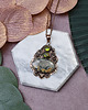 wisiory Miedziany wisiorek wire wrapping z jaspisem i peridotem #481 2