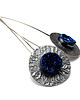 kolczyki wire wrapping kobaltowe druzy na srebrnej tarczy 1