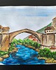 grafiki i ilustracje Mostar miasto most Bośnia pejzaż rzeka obraz akwarela 21x30 2