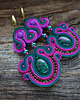 kolczyki soutache Fuksja, cyklamen i zieleń- kolczyki sutasz 4