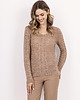 swetry damskie  Sweter z warkoczami - SWE335 mocca MKM 1