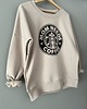bluza bez kaptura damska Beżowa Damska  Bluza oversize MOM NEEDS COFFEE 3