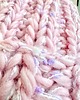 czapki damskie Gruba wełniana czapka konfetti pudrowy róż handmade 2