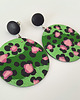 kolczyki z masy plastycznej Zielono Różowe Geometryczne Kolczyki Koła 2