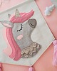 pokój dziecka - różne Flaga ścienna handmade ,jednorożec z falującą różową grzywą, proporczyk 3