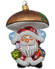 bombki Ręcznie malowana szklana bombka Mikołaj z brązowym grzybowym kapeluszem 2