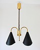 lampy wiszące Lampa wisząca Mid-Century Modern, mosiądz i metal, lata 70., 2