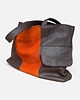torby na ramię Shoper bag brązowa torba z pomarańczem 1