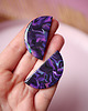 kolczyki z żywicy KOLCZYKI połówki duże sztyfty violet marble 3