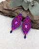 kolczyki soutache Kolczyki sutasz różowo chabrowe Verra wiszące lekkie z kryształkami 2