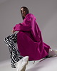 płaszcze damskie Płaszcz longline hoodie oversize fuksja 6