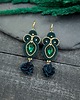 kolczyki soutache Kolczyki sutasz złoto zielone Rosalia z kryształkiem i kwiatkiem 2