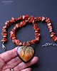 korale Elegancki naszyjnik z piasku pustyni z sercem z jaspisu unikat handmade 6