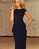 sukienki midi damskie 192-4 Elegancka sukienka MIDI z baskinką - GRANATOWA 2