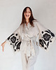 bluzki kimonowe damskie Lniane kimono drukowane ciemiernik, lniana bluzka naturalny jasny. 5