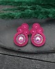 kolczyki soutache Kolczyki sutasz sztyfty małe różowe fuksjowe z kryształkami Gracia 2