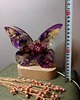 dekoracje świetlne Lampka motyl z naturalnymi kwiatami - fioletowo różowy 7